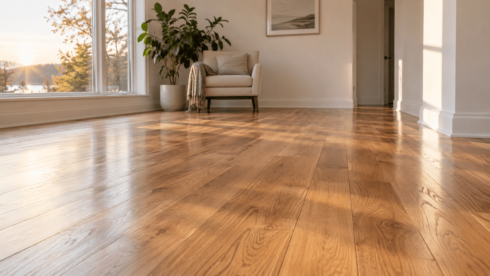 pose plancher bois franc dans un salon